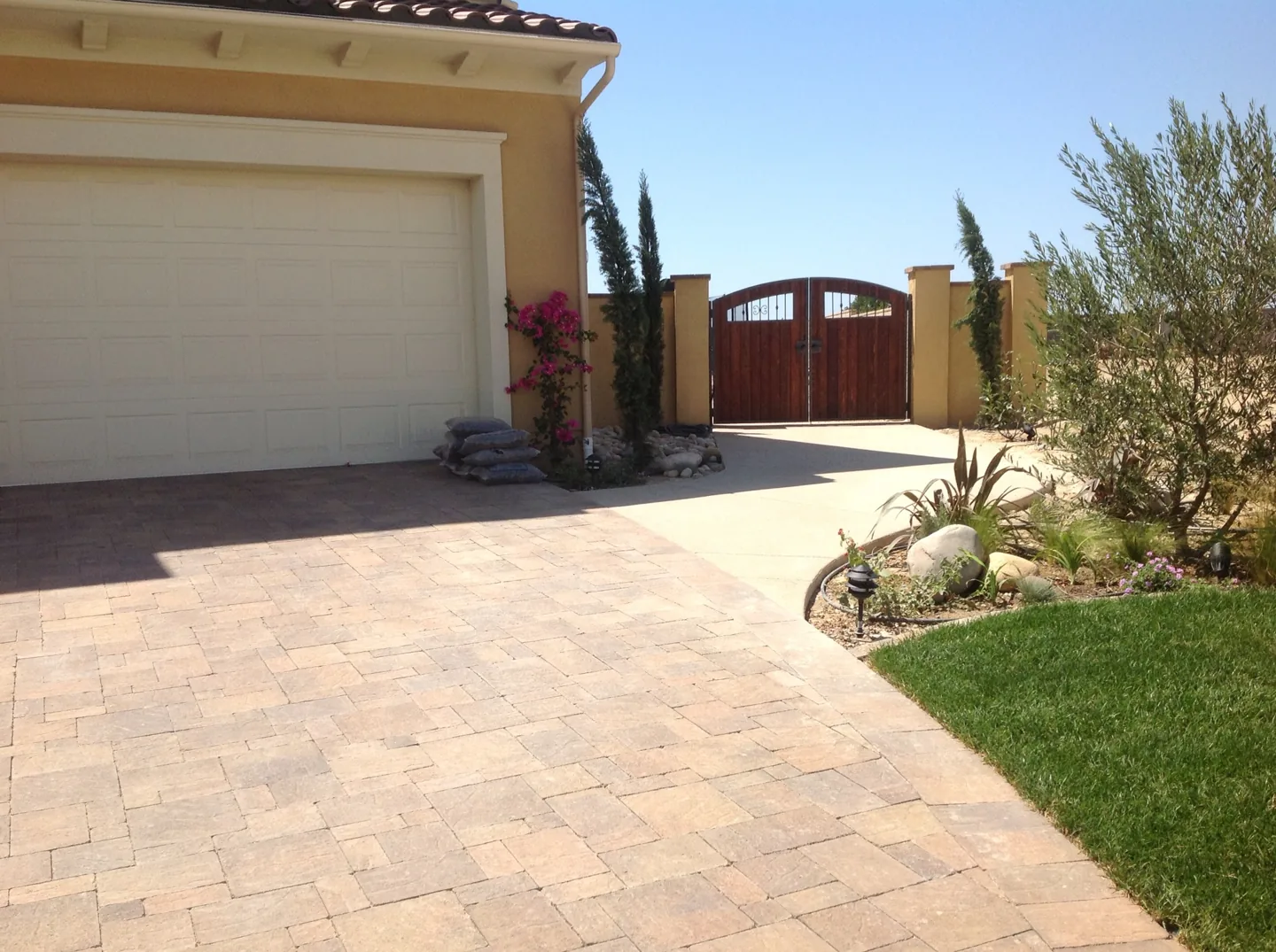 The finished entrance and driveway
