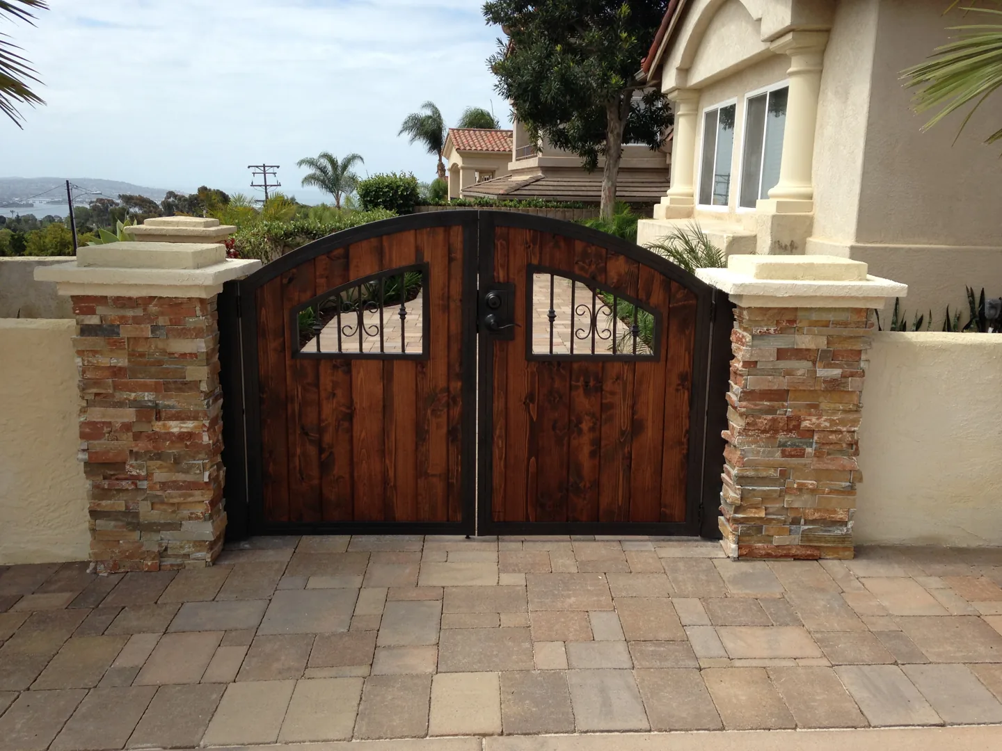 A decorative garden gate