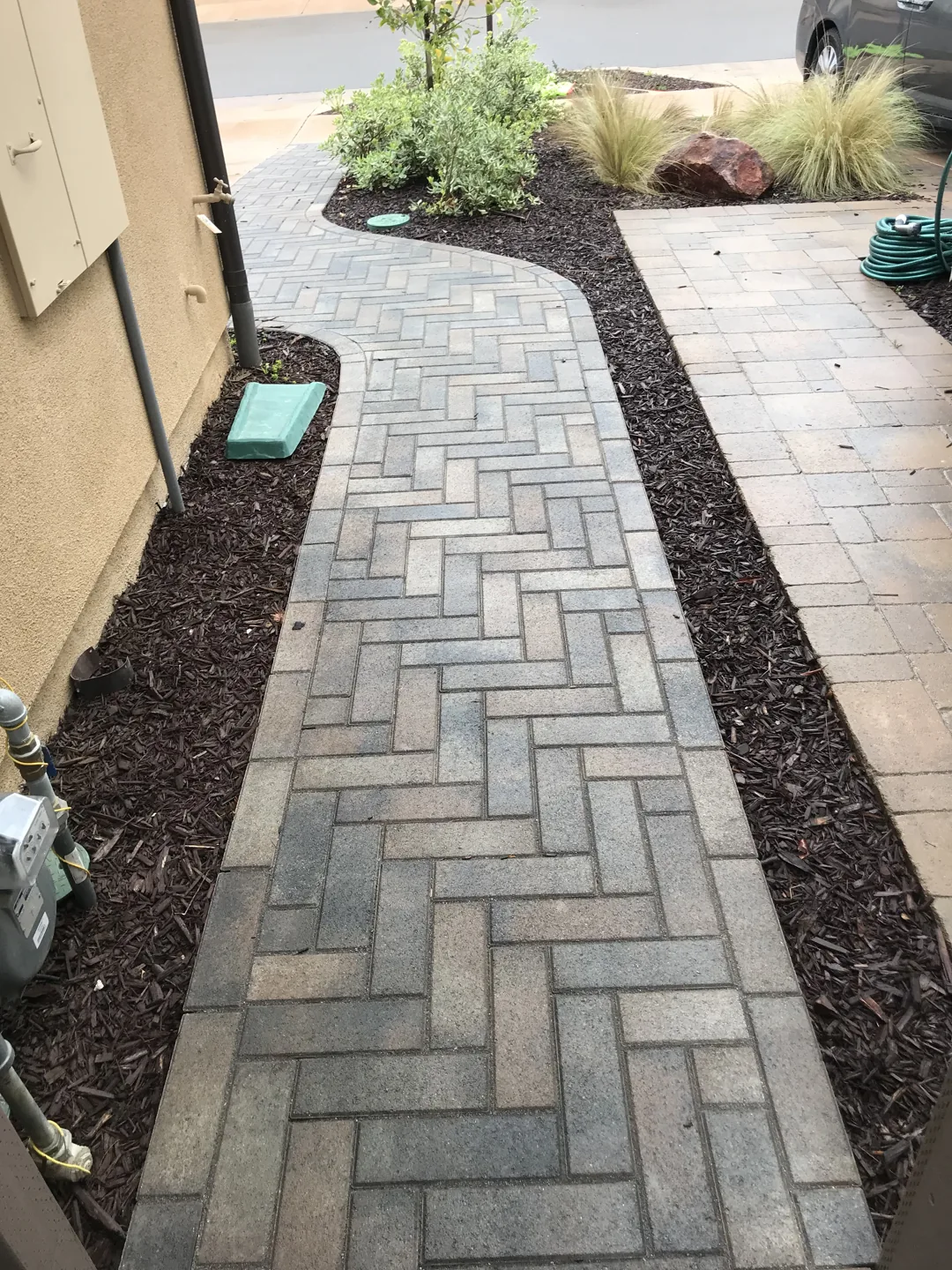 A paved passage through the garden
