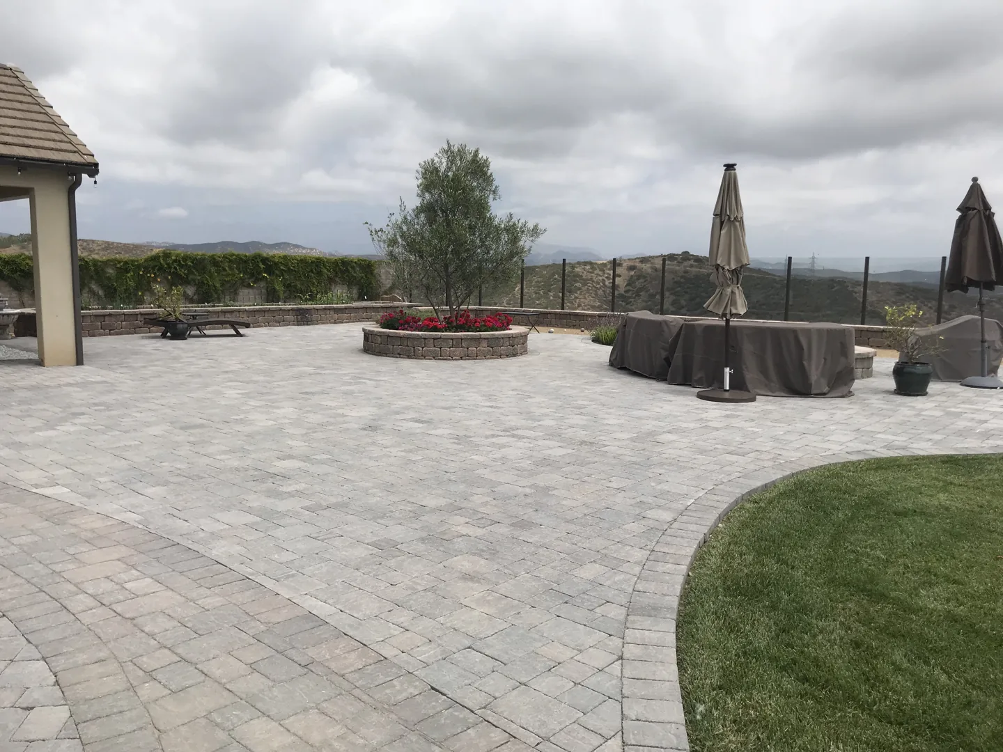 A fire pit at the heart of the patio