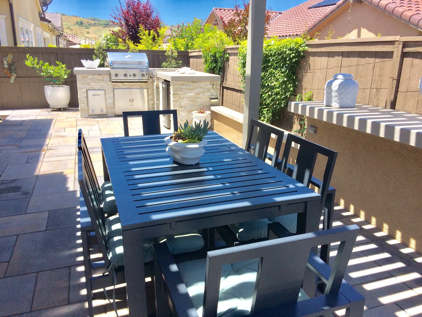 The outdoor dining table